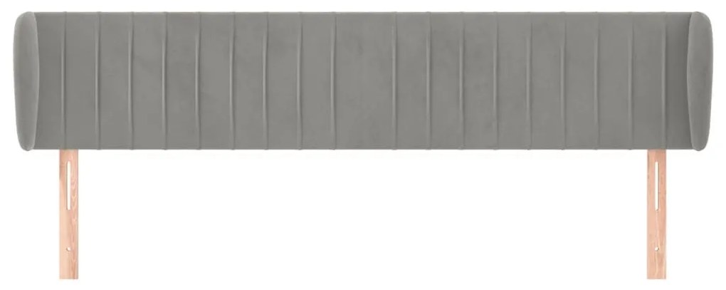 Κεφαλάρι με Πτερύγια Ανοιχτό Γκρι 183x23x78/88 εκ. Βελούδινο - Γκρι