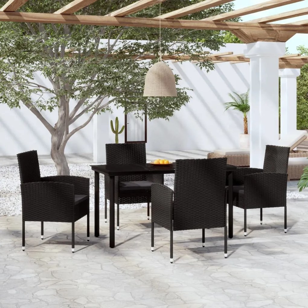 vidaXL Σετ Τραπεζαρίας Κήπου 5 Τεμαχίων Μαύρο