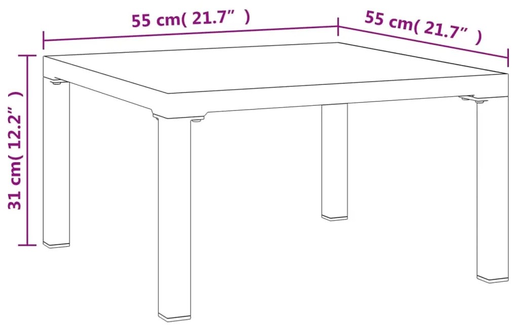 vidaXL Τραπέζάκι Κήπου Γκρι 55 x 55 x 31 εκ. από DPC και Ατσάλι