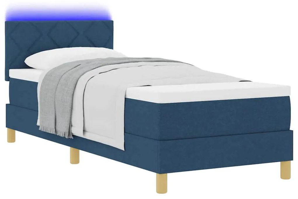 vidaXL Κρεβάτι με ελατήρια με στρώμα Μπλε 80 x 200 cm ύφασμα