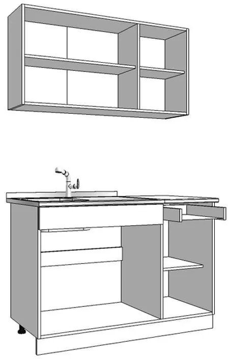 Σύνθεση Κουζίνα Dalila 120 Γκρί Δρύς - Λευκό 120x51,5x206,5 εκ. 120x51.5x206.5 εκ.
