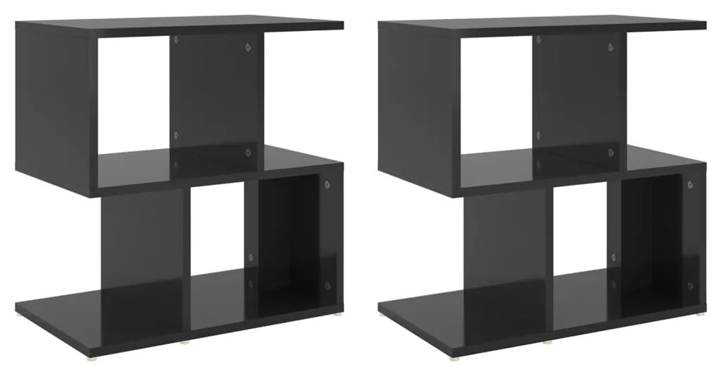 vidaXL Κομοδίνα 2 τεμ. Γυαλιστερό Μαύρο 50x30x51,5 εκ. από Μοριοσανίδα