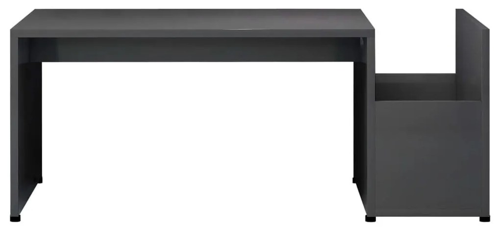 Τραπεζάκι Σαλονιού Γυαλιστερό Γκρι 90x45x35 εκ. Επεξ. Ξύλο - Γκρι