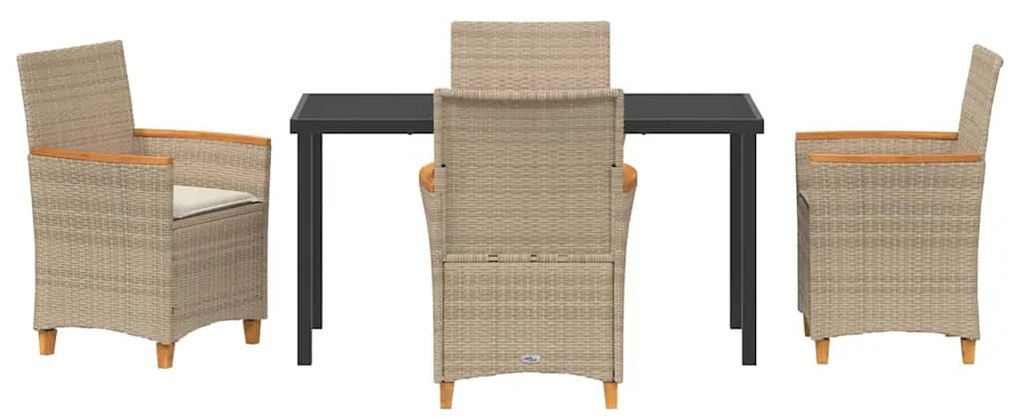 vidaXL Σέτ φαγητού για κήπο 5 pcs Μπεζ συνθετικό ρατάν