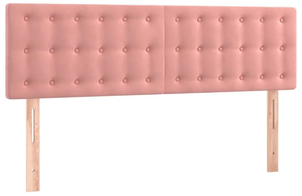 vidaXL Κεφαλάρι Κρεβατιού LED Ροζ 144x5x78/88 εκ. Βελούδινο