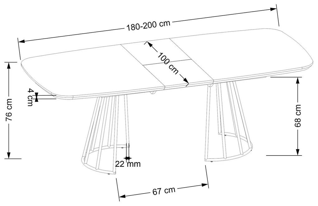 Τραπέζι Houston 1439, Καρυδί, Μαύρο, 76x100x180cm, 72 kg, Επιμήκυνση, Ινοσανίδες μέσης πυκνότητας, Μέταλλο | Epipla1.gr