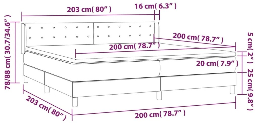 vidaXL Κρεβάτι Boxspring με Στρώμα Κρεμ 200x200 εκ. Υφασμάτινο
