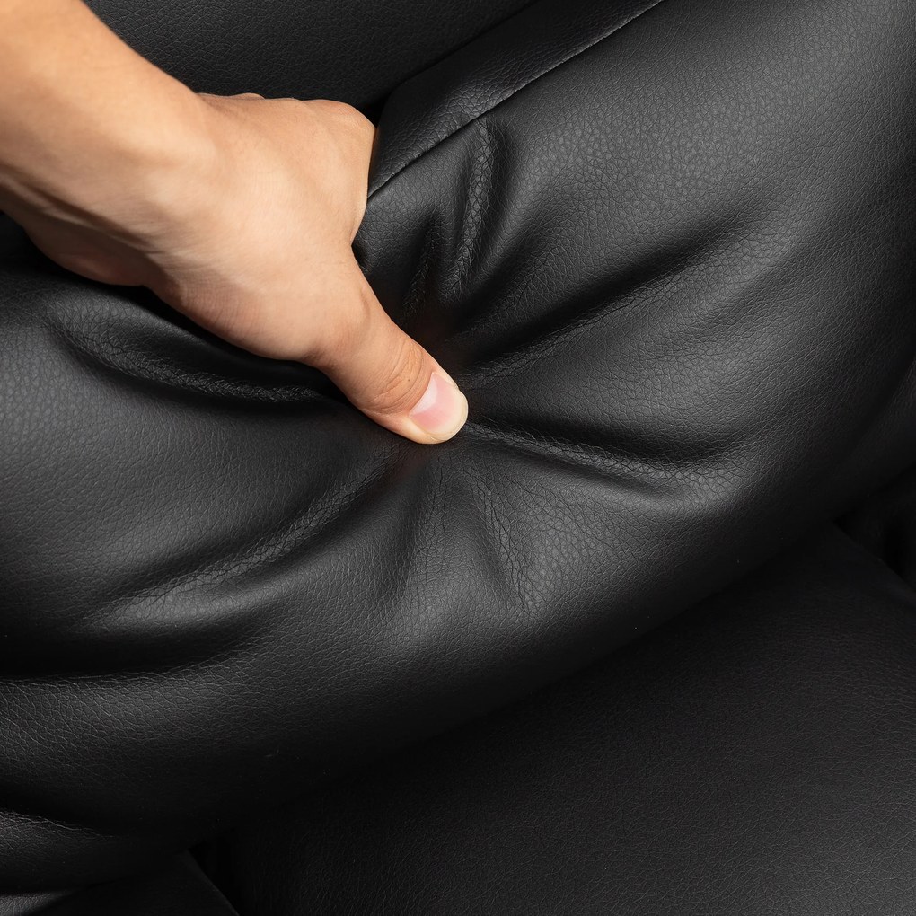 HOMCOM Εργονομική καρέκλα γραφείου, ρυθμιζόμενο ύψος 48-56 cm, κεκλιμένη πλάτη, υποπόδιο, μαύρο