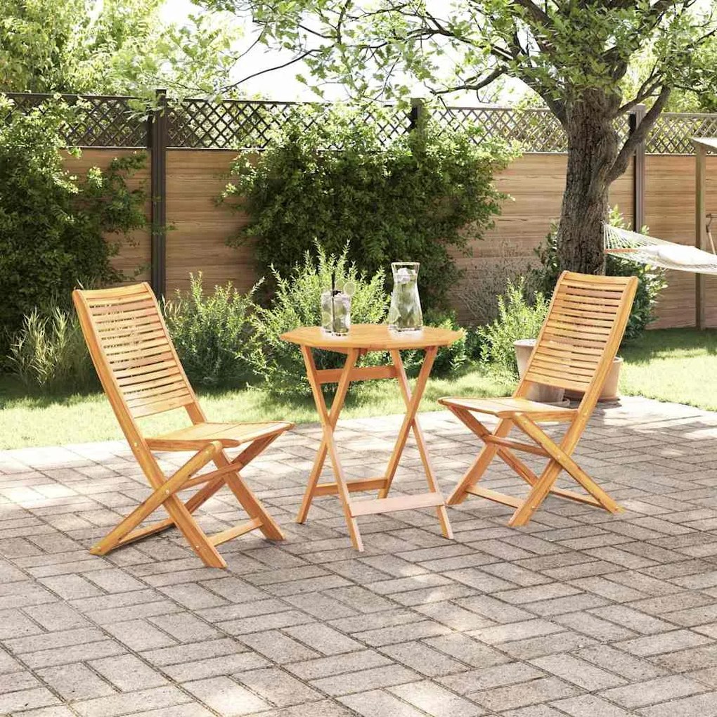 vidaXL Φορητό Σετ Μπιζερί Πτυσσόμενος 3 pcs Καφέ Μασίφ ξύλο ακακίας