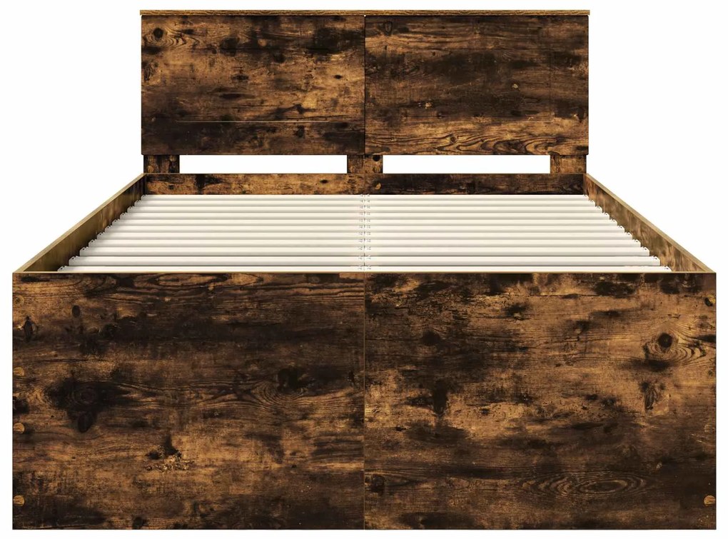 vidaXL Σκελετός Κρεβατιού με κεφαλάρι Καπνιστό Δρύς 135 x 190 cm