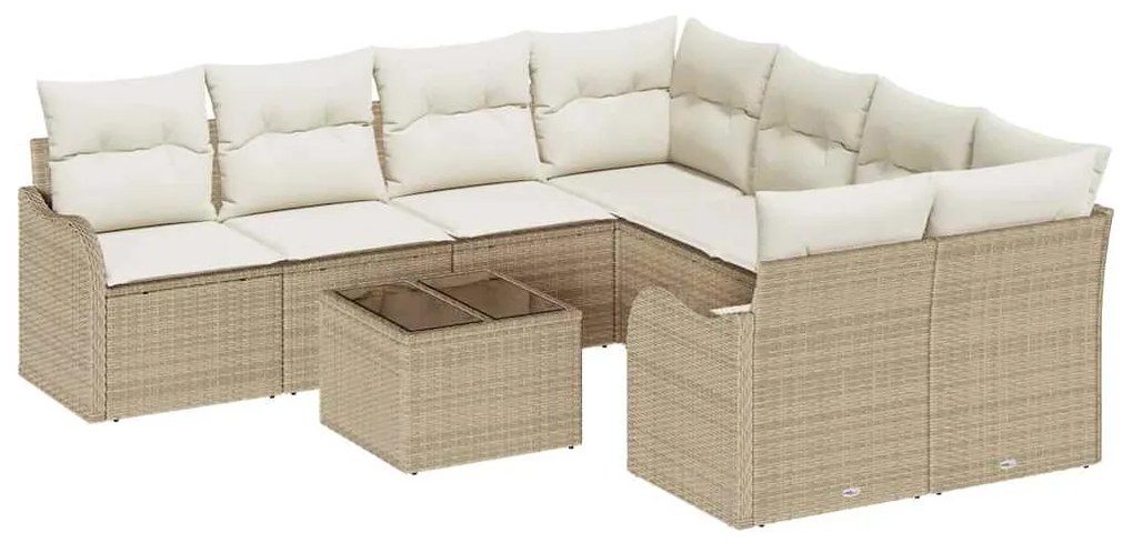 vidaXL Σετ Καναπέ Κήπου 9 pcs Μπεζ 55 x 55 x 37 εκ Πολυ ράταν