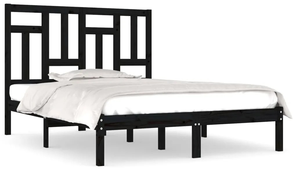 vidaXL Πλαίσιο Κρεβατιού Μαύρο 200 x 200 εκ. από Μασίφ Ξύλο Πεύκου