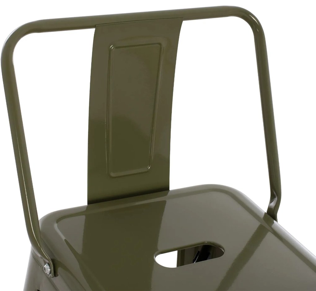 Σκαμπό μπάρ με πλάτη Melita-Pro Μεταλλικό Dark Olive Green 42x42x100Υ εκ. 42x42x100 εκ.