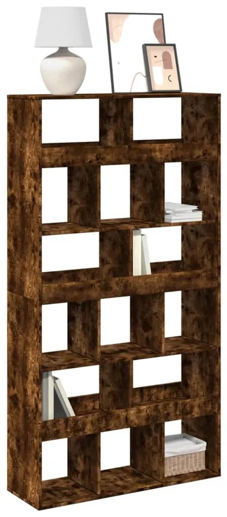 Βιβλιοθήκη Καπνιστή Δρυς 100x33x187,5εκ. από Επεξεργασμένο Ξύλο