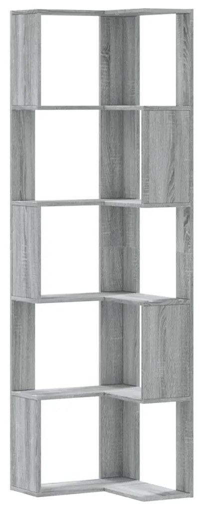 vidaXL Βιβλιοθήκη Γωνιακή 5 Επ. Γκρι Sonoma 50x50x179 εκ Επεξ. Ξύλο