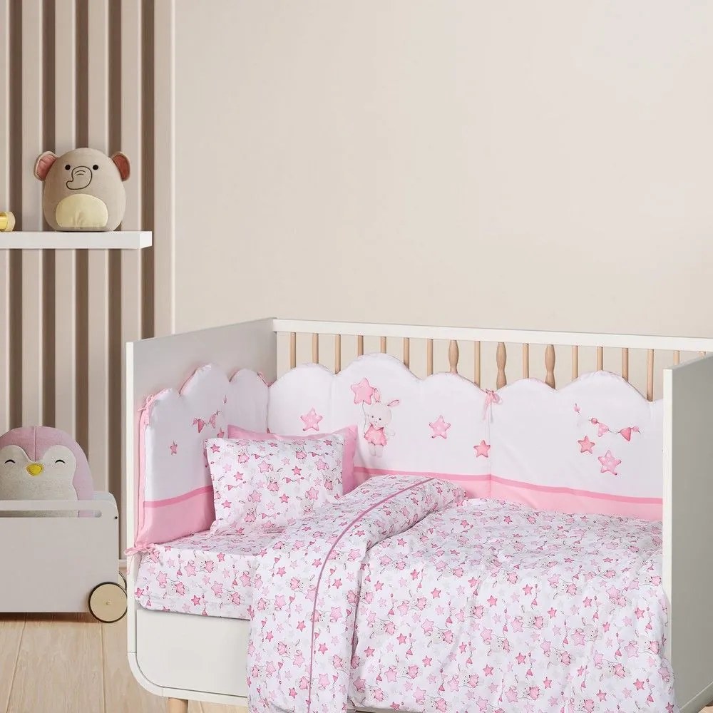 Σεντόνια Βρεφικά 4917 (Σετ 3τμχ) White-Pink Das Home Κούνιας 130x170cm 100% Βαμβάκι