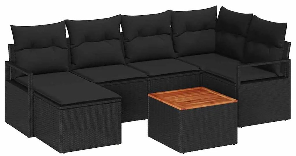vidaXL Σετ Καναπέ Κήπου 7 pcs Μαύρο