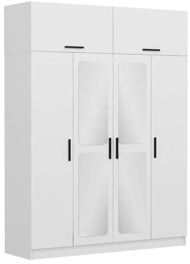Ντουλάπα Τετράφυλλη Με Πατάρι Kale 506MNR2652 180x52x255cm White Τετράφυλλη