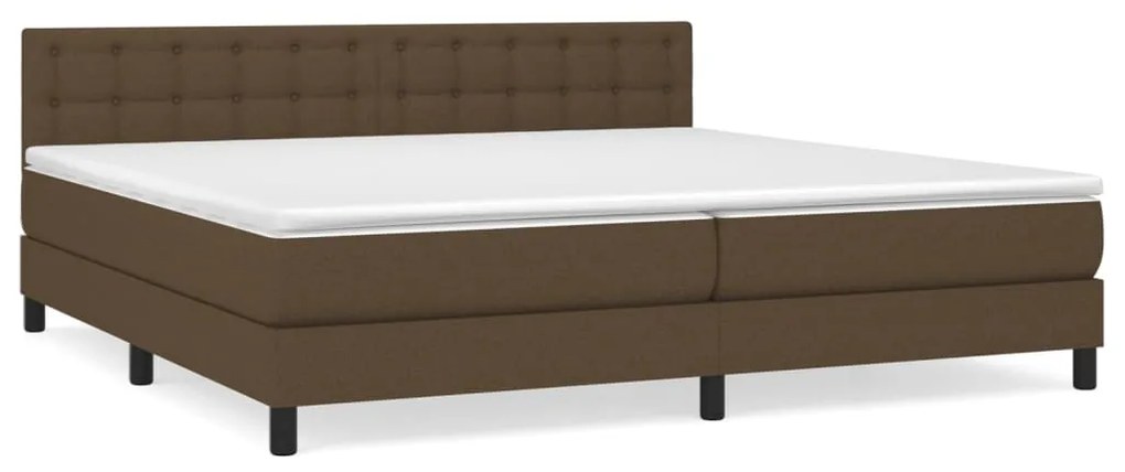 Κρεβάτι Boxspring με Στρώμα Σκούρο Καφέ 200x200 εκ. Υφασμάτινο - Καφέ