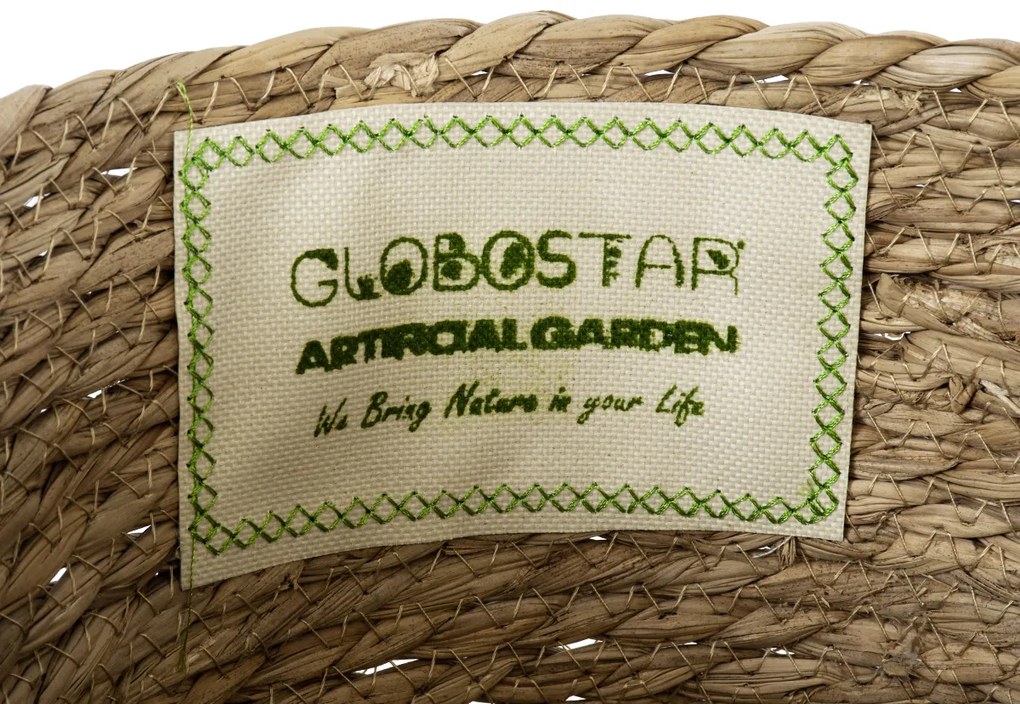 GloboStar® Artificial Garden SIFNOS 20267 Διακοσμητικό Πλεκτό Καλάθι - Κασπώ Γλάστρα - Flower Pot Μπεζ Φ22cm x Υ15cm