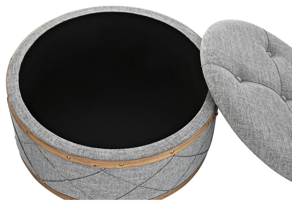 Σκαμπό DKD Home Decor   Φυσικό Ξύλο πολυεστέρας Ανοιχτό Γκρι (80 x 80 x 43 cm)