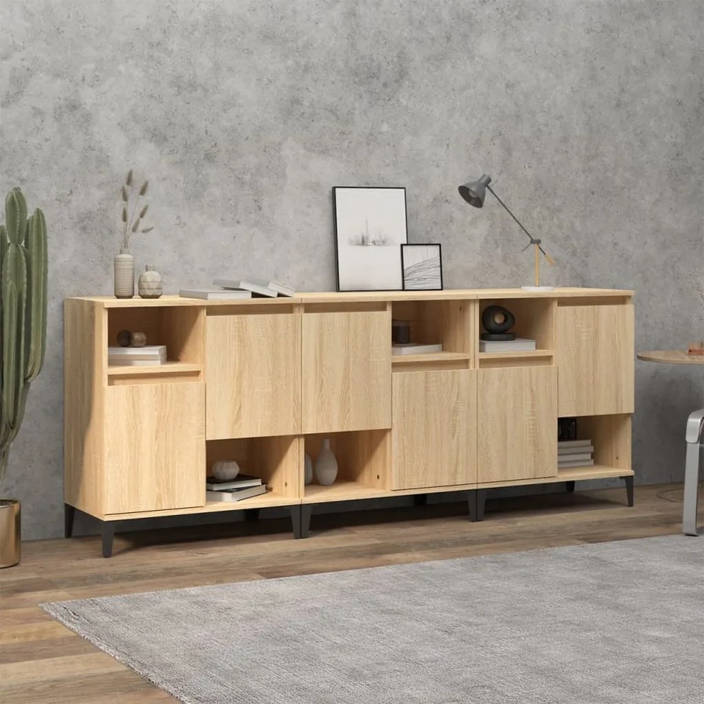 vidaXL Ντουλάπια 3 τεμ. Sonoma Δρυς 60x35x70 εκ. Επεξεργασμένο Ξύλο