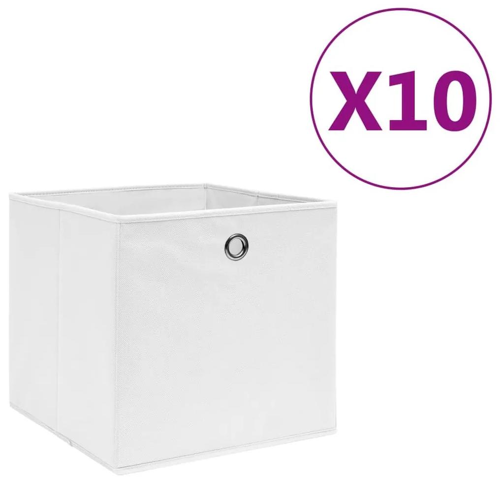 Κουτιά Αποθήκευσης 10 τεμ. Λευκά 28x28x28 εκ. Ύφασμα Non-woven - Λευκό
