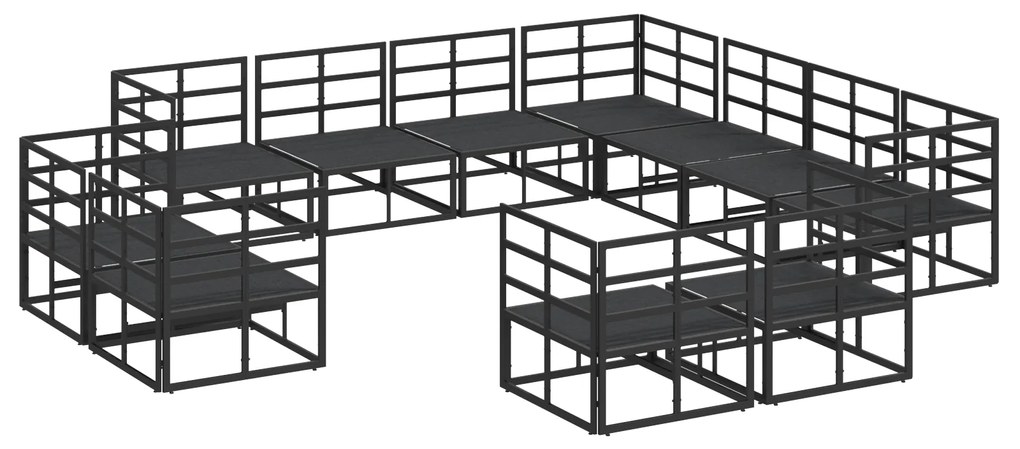 vidaXL Σετ Καναπέ Κήπου 11 pcs Μαύρο 283 x 283 x 71 εκ. Αλουμίνιο