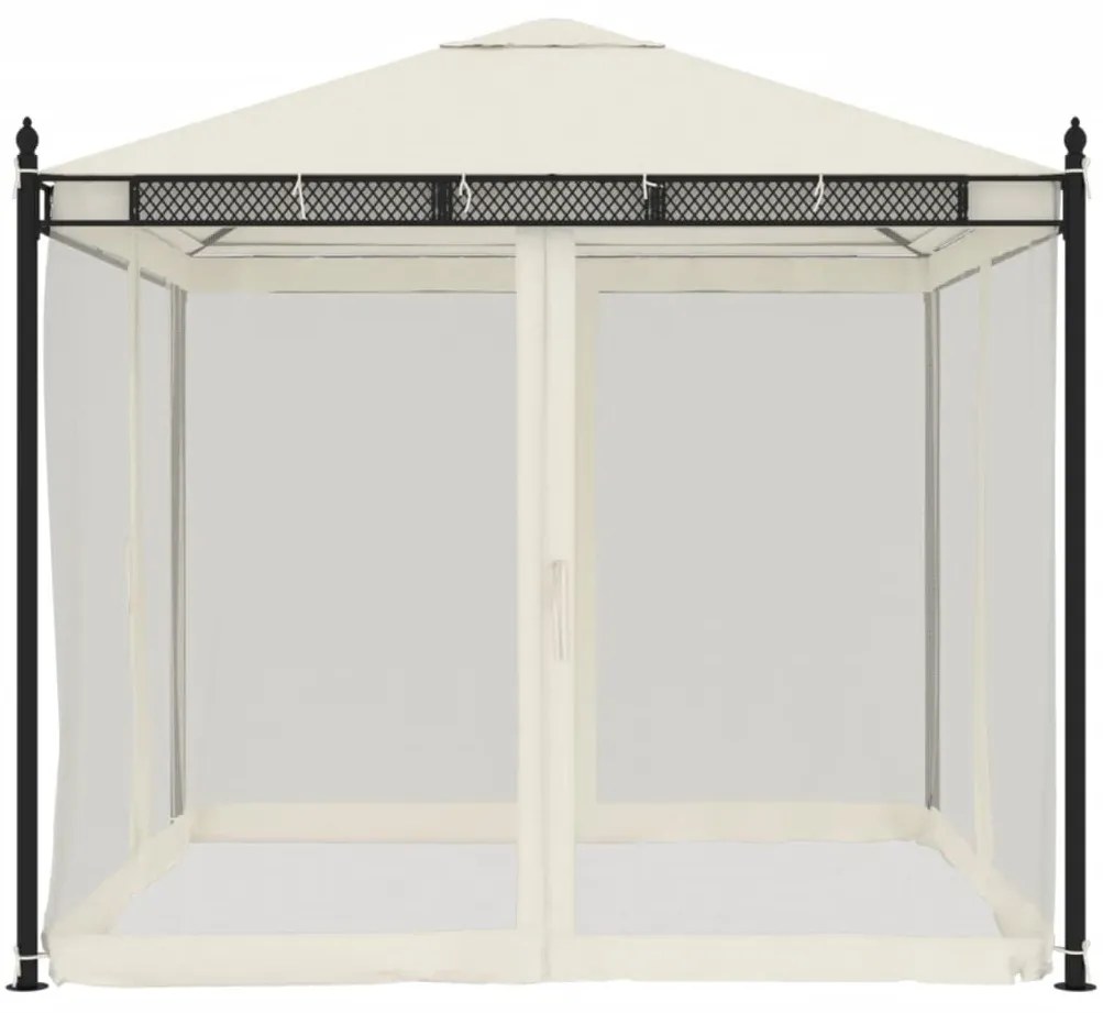 vidaXL Κιόσκι με Τοίχους από Δίχτυ Κρεμ 2,93x2,93 μ. από Ατσάλι