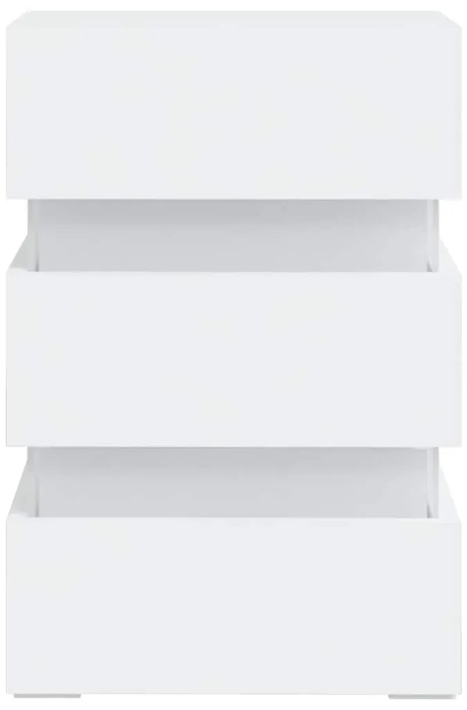 vidaXL Κομοδίνο με LED Λευκό 45 x 35 x 67 εκ. από Επεξεργασμένο Ξύλο