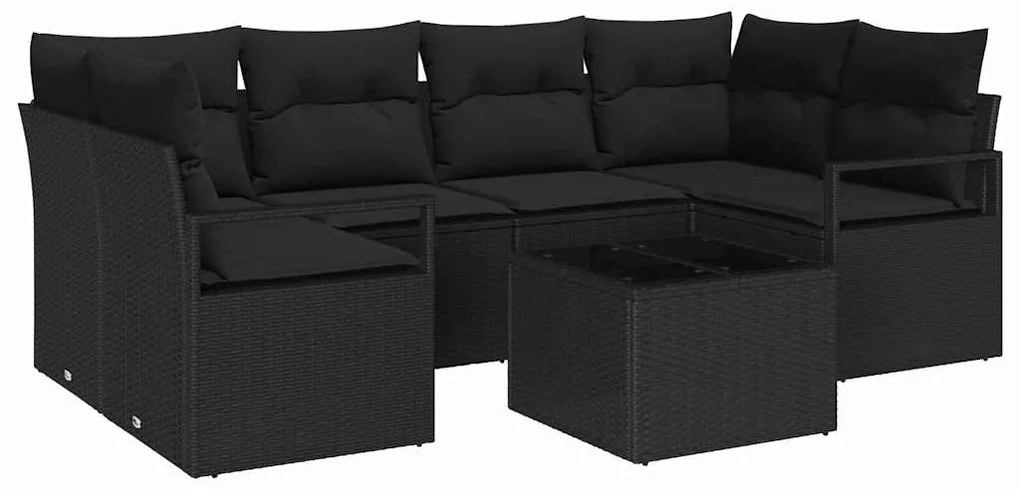 vidaXL Σετ Καναπέ Κήπου με μαξιλάρι 7 pcs Μαύρο 55 x 55 x 37 εκ