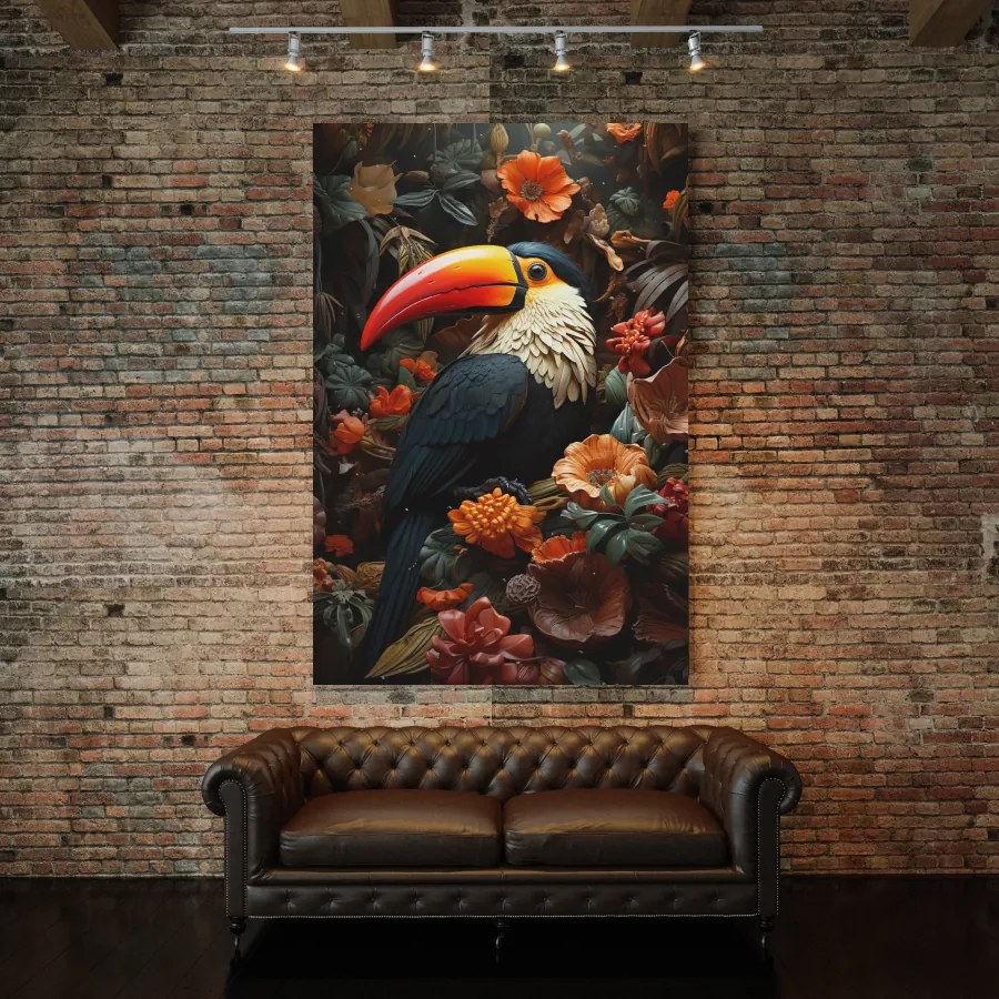 Πίνακας σε καμβά Toucan with Flowers LUX34 65cm x 95cm