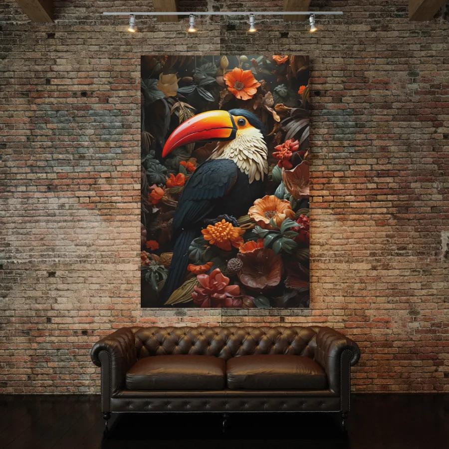 Πίνακας σε καμβά Toucan with Flowers LUX34 80cm x 120cm