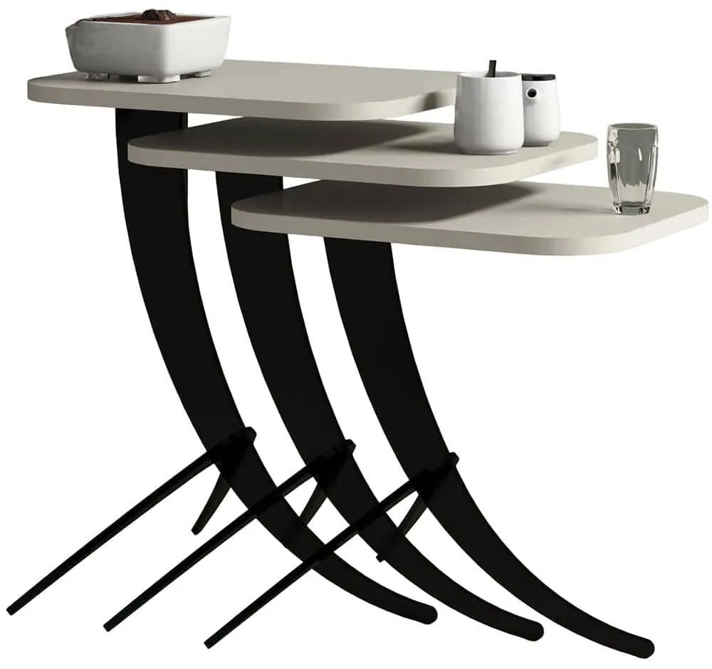 Ζιγκόν Pion (Σετ 3Τμχ) 845HCT2844 35x45x60/54,5/48,5cm Cream-Black