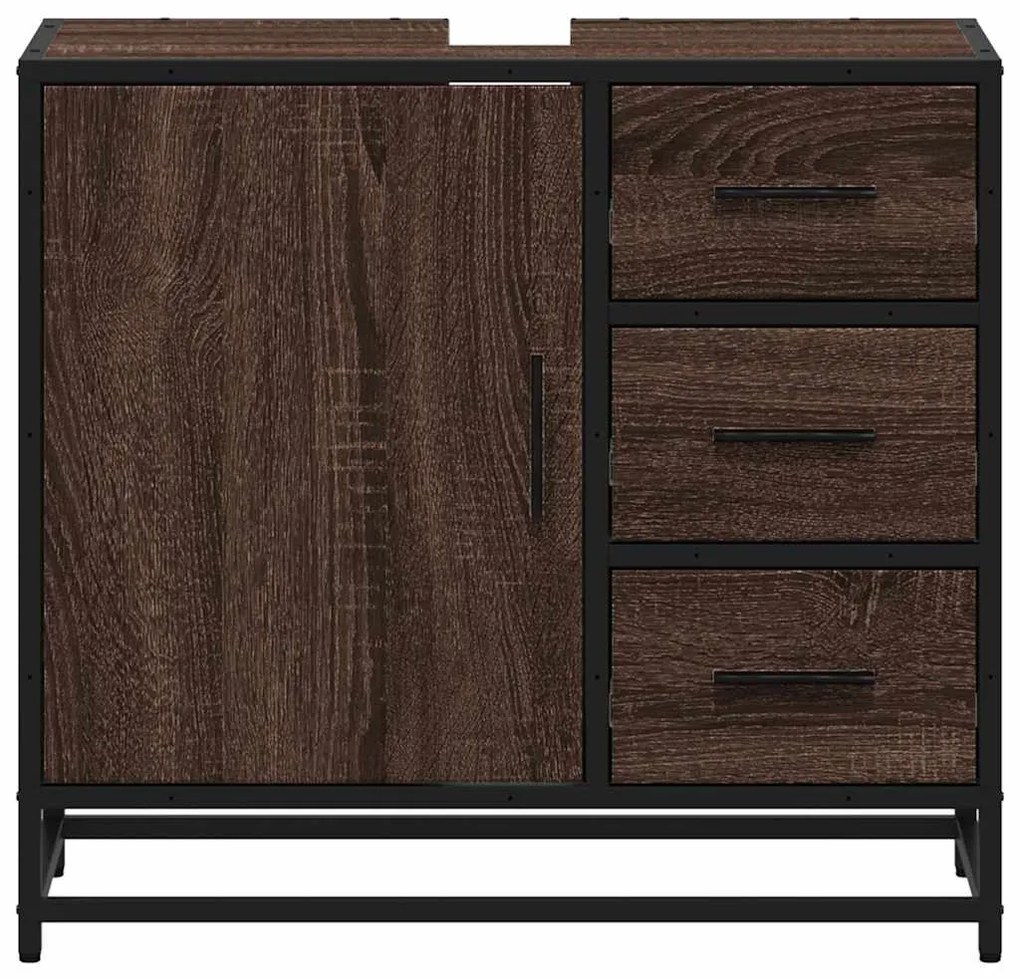 vidaXL ντουλάπι νιπτήρα μπάνιου καφέ δρυς 65x33x60 cm