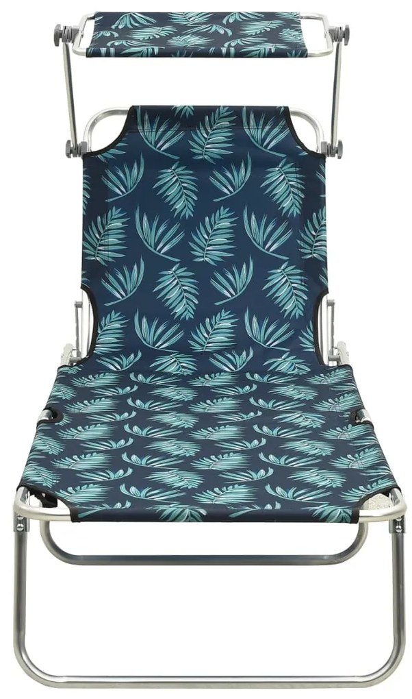 vidaXL Ξαπλώστρα Πτυσσόμενη Σχέδιο Φύλλων Ατσάλινη με Σκίαστρο