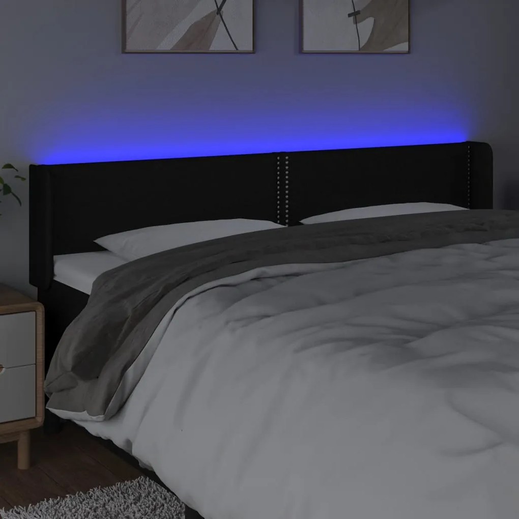 Κεφαλάρι Κρεβατιού LED Μαύρο 183x16x78/88 εκ. Υφασμάτινο 3123112