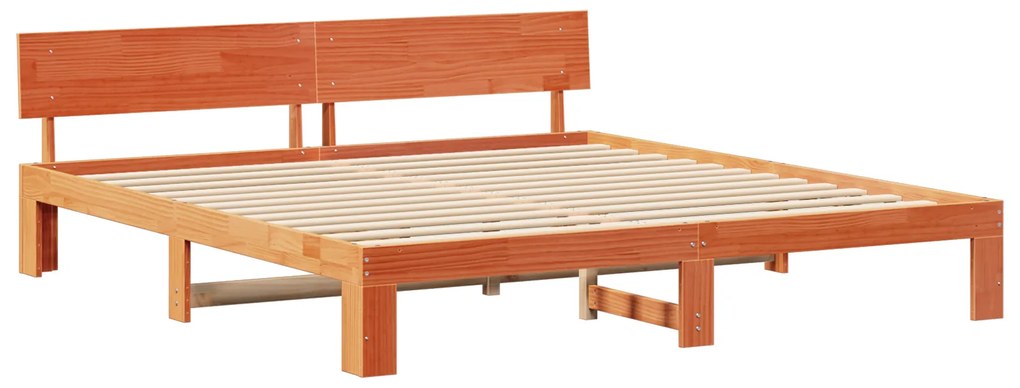 vidaXL Κρεβάτι με κεφαλάρι Κερωμένο Καφέ 180x200 εκ. Μασίφ ξύλο πεύκου