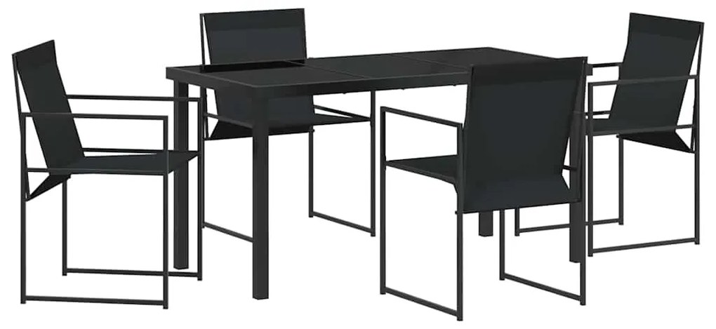 vidaXL Σέτ φαγητού για κήπο 5 pcs Μαύρο Textilene και ατσάλι με σκόνη
