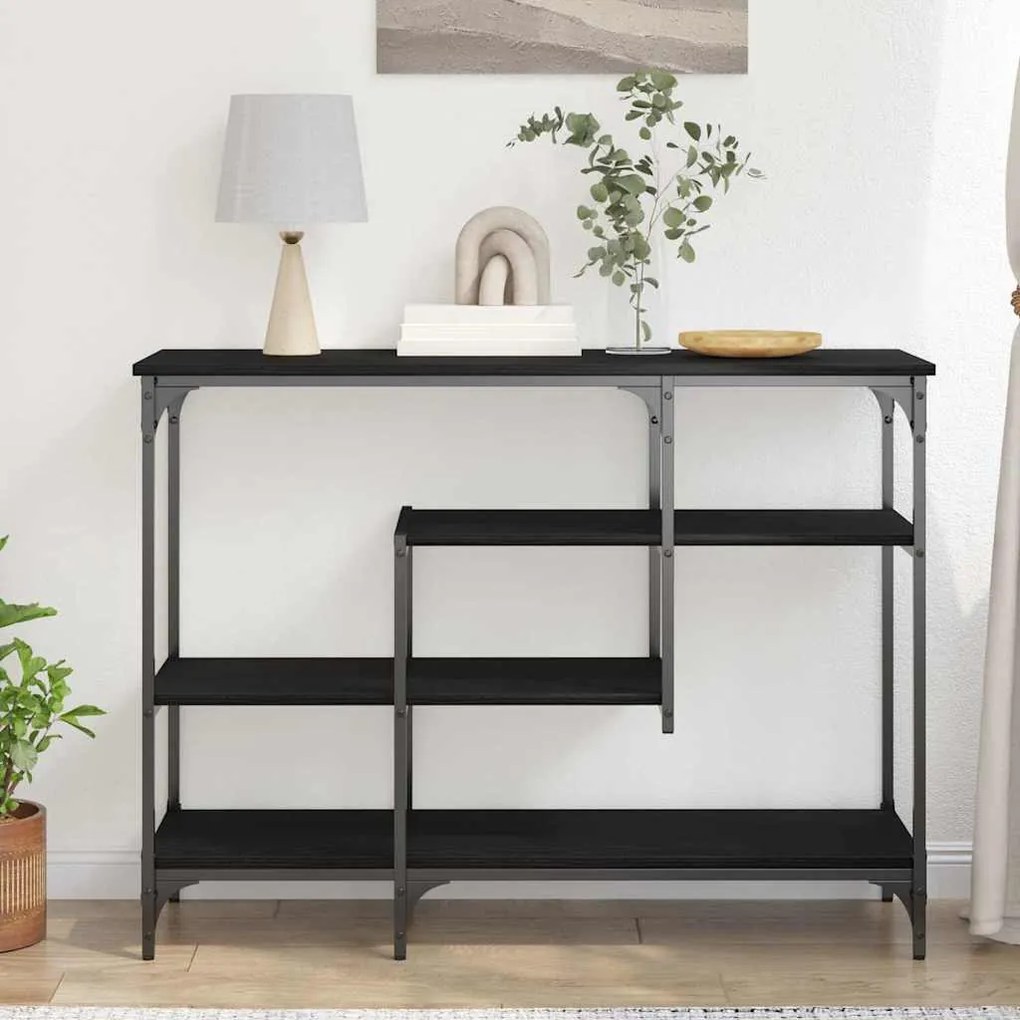 vidaXL Τραπέζι Κονσόλας με ράφι Μαύρη δρυς 100 x 35 x 75 εκ.