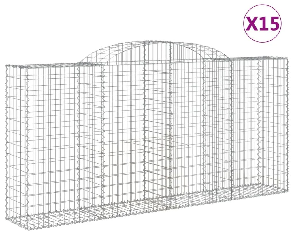 vidaXL Συρματοκιβώτια Τοξωτά 15 τεμ. 300x50x140/160 εκ. Γαλβαν. Ατσάλι