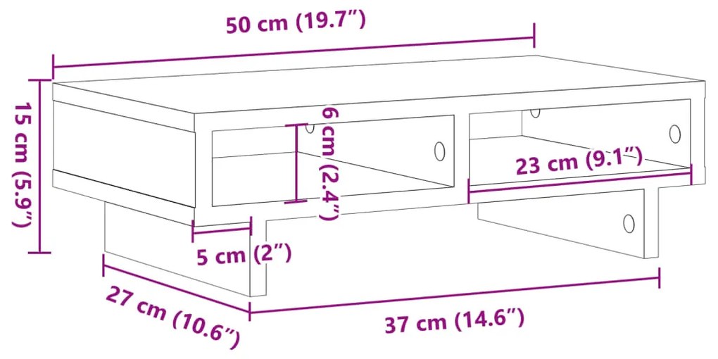 ΒΑΣΗ ΟΘΟΝΗΣ ΓΚΡΙ SONOMA 50X27X15 ΕΚ. ΑΠΟ ΕΠΕΞΕΡΓΑΣΜΕΝΟ ΞΥΛΟ 854747