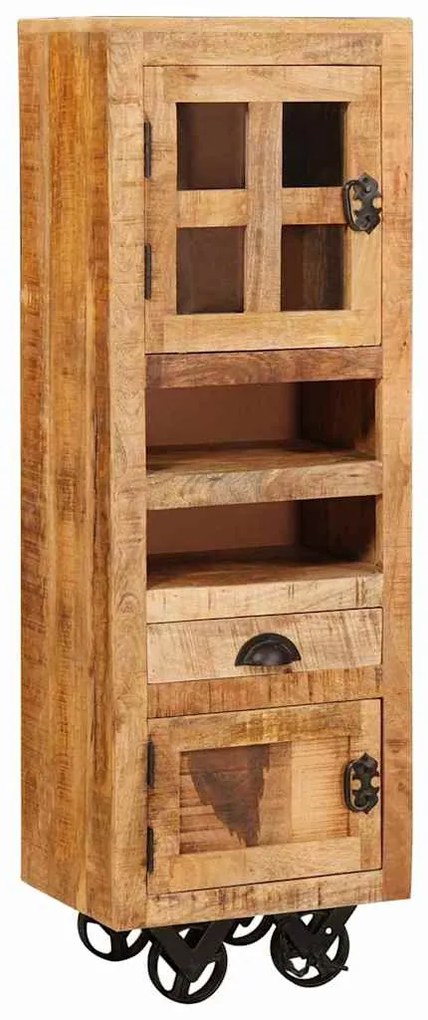 Highboard με συρτάρι Καφέ 40 x 30 x 120,5 εκ. Μασίφ ξύλο μάνγκο