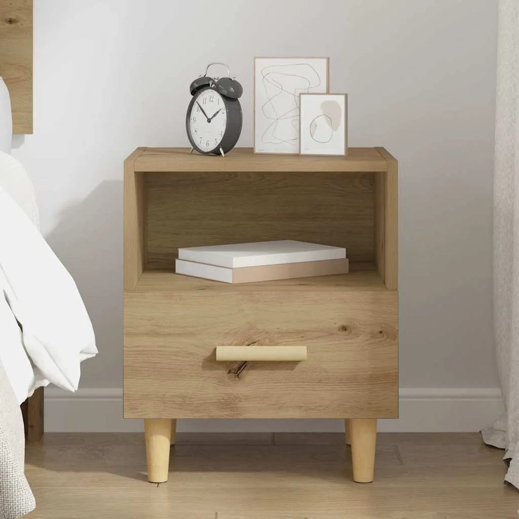 vidaXL Κομοδίνο artisan δρυς 40 x 35 x 47.5 εκ Επεξεργασμένο ξύλο