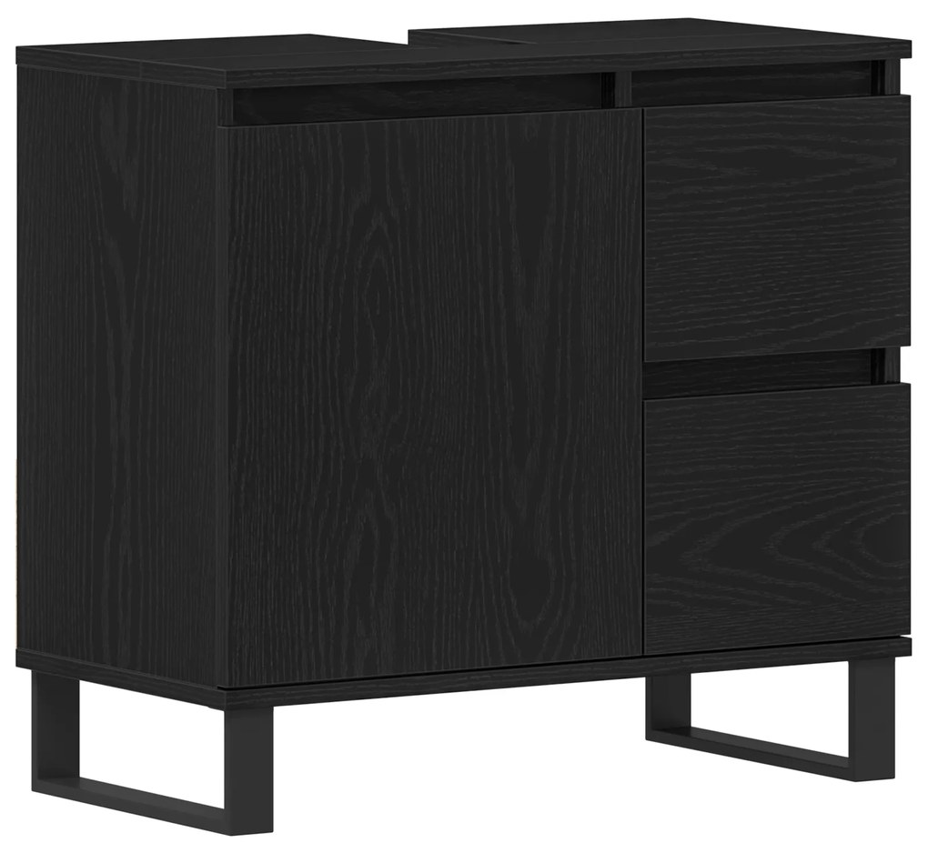 vidaXL Ντουλάπι Λεκάνης Μπάνιου Μαύρη Δρυς 65x33x60 εκ Επεξεργασμένο ξύλο