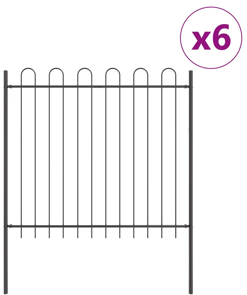 vidaXL Φράχτης κήπου  με καμπυλωτή κορυφή, γκρι, 10,2x1,5 μ, μέταλλο