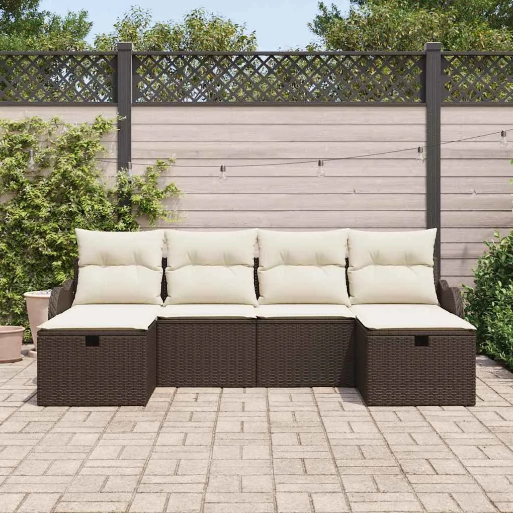 vidaXL Σετ Καναπέ Κήπου 6 pcs Καφέ και κρεμ 231 x 117 x 85 εκ