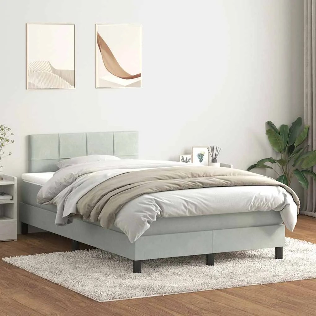 ΚΡΕΒΑΤΙ BOXSPRING ΜΕ ΣΤΡΩΜΑ ΑΝΟΙΧΤΟ ΓΚΡΙ 120X210 ΕΚ. ΒΕΛΟΥΔΙΝΟ 3316875