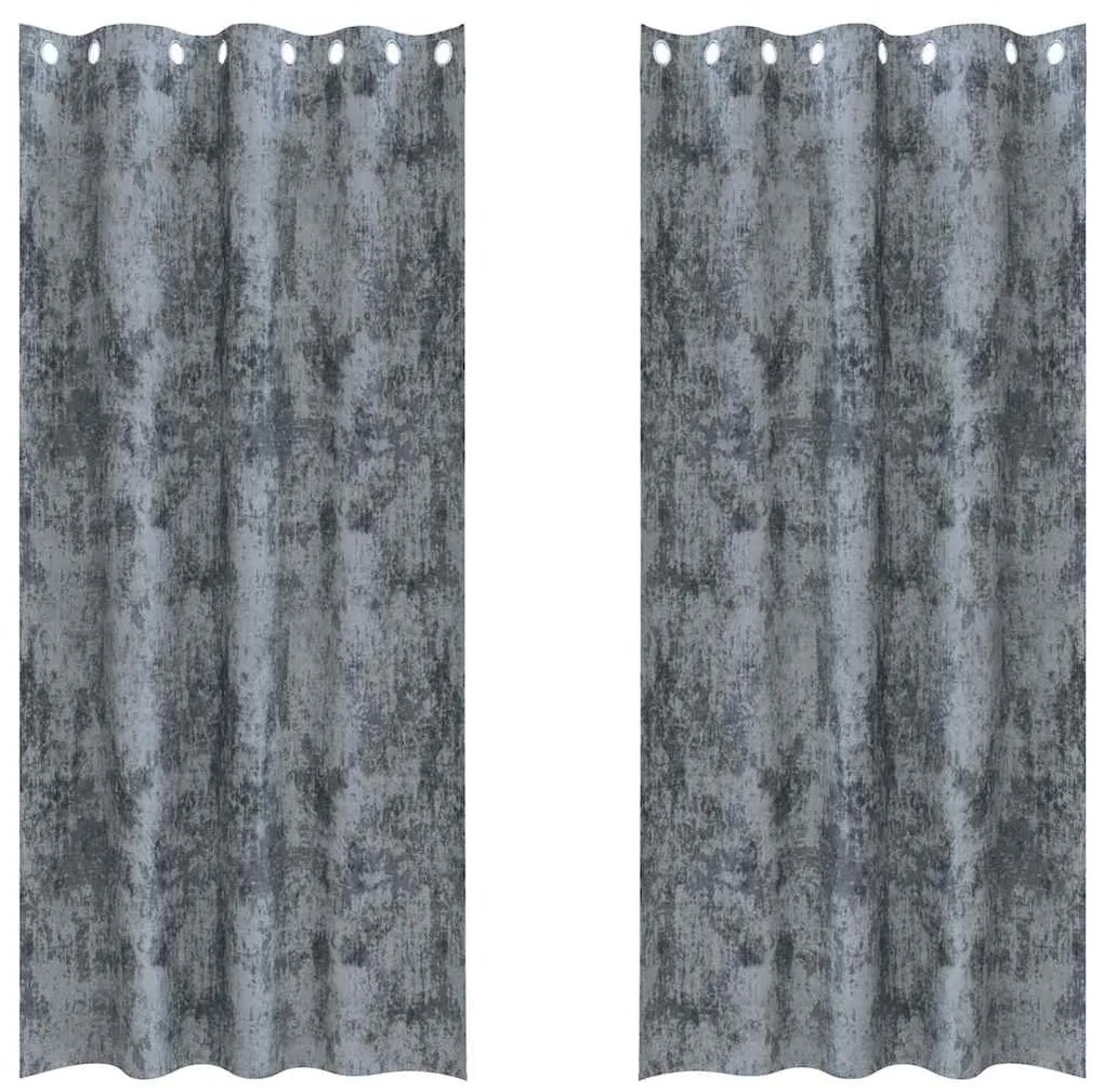 vidaXL Κουρτίνα με κουρτίνες 2 pcs Ασημί γκρι 245 x 140 εκ. Βελούδο