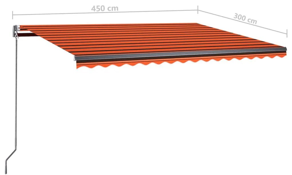 Τέντα Αυτόματη Ανεξάρτητη Πορτοκαλί/Καφέ 450x300 εκ. - Πολύχρωμο